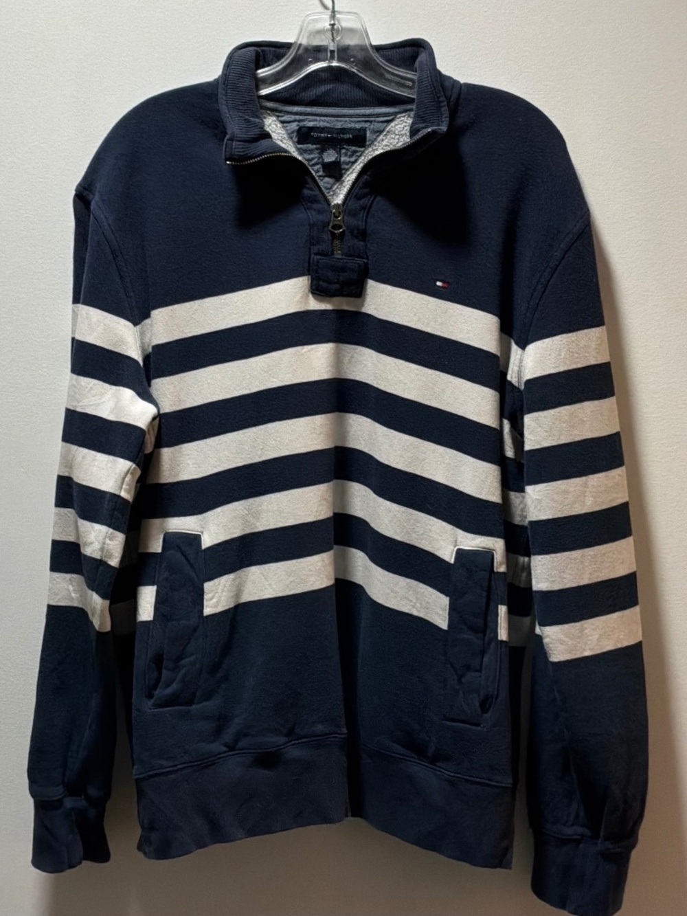 Tommy Hilfiger Men’s Striped Quarter-Zip Sweatshirt Size L